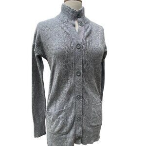 Royal Robbins 100% Merino Wool Button Cardigan Gray Speckle Academia-XS